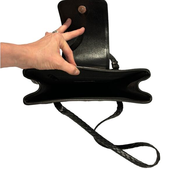 Vintage 1990's Brighton Black Croc Leather Handbag, Silver Hardware, Excellent - Picture 8 of 9